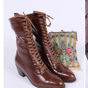 Memery Edwardian Style Lace-Up Leather Boots size 8